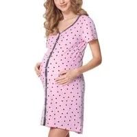 Be Mammy Umstandsnachthemd Damen Umstands Nachthemd Kurz Arm mit Stillfunktion BE20-275-ND (1-tlg)