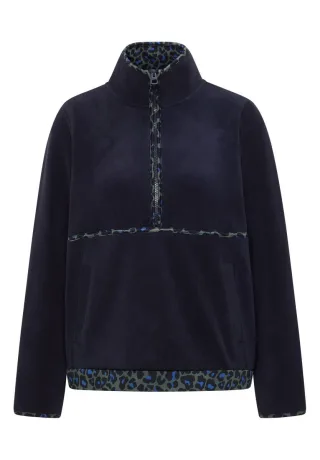 CECIL - Fleece-Troyer mit Zipper blau - Gr. - M
