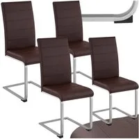 tectake Esszimmerstuhl Küchenstuhl gepolstert mit Kunstlederbezug, 41 x 52 x 99 cm (Schwingstuhl Bettina in braun, 4 St), hohe Rückenlehne, Stahlgestell, bodenschonende Kunststoffkappen