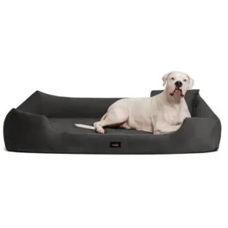 Tierlando VINCENT High-Tech-Velours (Triton) und Cord - Orthopädisches Hundebett schwarz/ graphit 1,1 m, 25 cm, 90 cm
