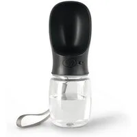 lionto Wasserspender für Hunde auf Spaziergängen & Reisen, schwarz 0.35 l, Trinkflasche auslaufsicher, leicht & hygienisch