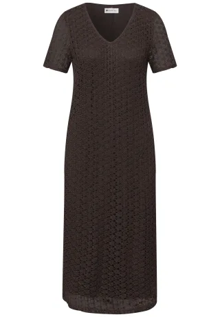 Street One - Midi-Kleid aus Spitze in Unifarbe espresso brown - Gr. - 34