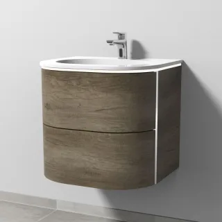 Sanipa 4balance Keramik-Set mit 2 Auszügen und LED-Beleuchtung, Eiche-Nebraska, DL41137 DL41137