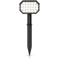 Brandson LED Gartenstrahler Solar Erdspießleuchte, Akku Gartenleuchte, Solarspotlight Wandmontage, Ein-/Ausschalter, mehrere Helligkeitsstufen, LED fest integriert, Warmweiß, Solarstrahler 80 Lumen, Solarleuchte warnweiß, für Garten, Balkon IP65