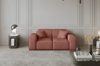 Sofa Designersofa CELES 2-Sitzer in Stoff Scala Koralle