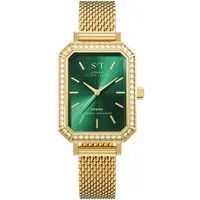 S&T Design Quarzuhr Damen Uhr Diamant Mesh Armbanduhr Edelstahl Damenuhr Rechteckig Frauen S/T FEMME, (Packung, 1-tlg., Mit Mesh Armband und Armbandkürzer), 5 ATM Wasserdicht Japanisches Uhrwerk Rechteckig Mesh Armband