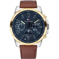 Tommy Hilfiger Multifunktionsuhr DECKER 1791561, Quarzuhr, Armbanduhr, Herrenuhr, Datum, Lederarmband