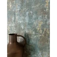 Newroom Vliestapete Tyana Blue Tapete Betonoptik Putz,Beton,Metallic, Blau Tapete Modern Putz - Betonoptik Betonwand Braun Gold Industrial Bauhaus Beton Metallic für Schlafzimmer Wohnzimmer Küche, Betonwand