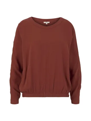 Tom Tailor - Basic Bluse mit Lyocell dark maroon red - Gr. - 42
