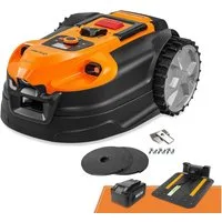 Lawnmaster Rasenmähroboter ohne begrenzungskabel, mit 2ah Batterie, bis 500 m² Rasenfläche, WiFi&Bluetooth APP, Automatische Ladestation, Verbotene-Zone-Funktion