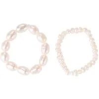 Firetti Ring-Set Multipack Schmuck Geschenk Damenring Zugband Süßwasserzuchtperle (Set, 2-tlg), Made in Germany - mit Süßwasserzuchtperle
