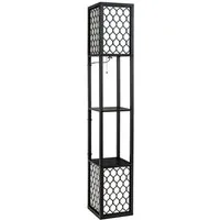 COSTWAY Stehlampe, Stehleuchte 156cm, mit Regal, Zugkette & Fußschalter