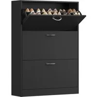 Homfa Schuhschrank mit 2/3 Klappen Schuhregal (1-St) Schuhkipper weiß 2 Türen/3Türen 80/100 x 80 x 23.5cm