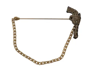 Dolce & Gabbana Reversnadel Gold Messing Kupfer Revolver Brosche