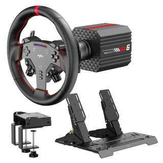 PXN VD6 Bundle PC Steering Wheel and Pedals 6 Nm Direct Drive Servo Motor Base W AS Racing Wheel PD Hall Effect 2-Pedal