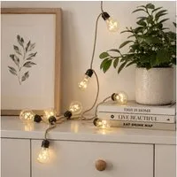 MARELIDA LED-Lichterkette Juteseil mit 10 Glühbirnen: maritime Deko 2,25m Timer Batterie Indoor, 10-flammig