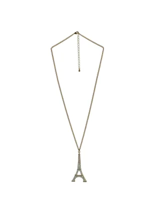 Steuer Modeschmuck Anhänger mit Kette Metall 70 Glasstein weiß