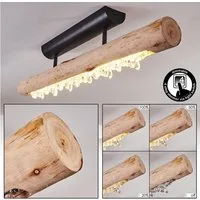 hofstein Deckenleuchte »Lipusa« längliche Deckenlampe aus Metall Schwarz und Holz, 3000 Kelvin, 1xLED 15 Watt, 1200 Lumen, über herkömmlichen Lichtschalter dimmbar