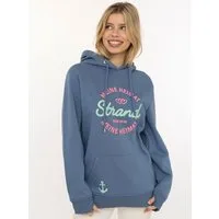 Zwillingsherz Hoodie "Meine Heimat" mit aufgesticktem "Strand"-Schriftzug vorne und hinten