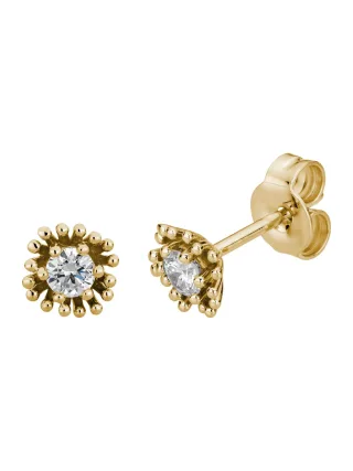 Lyomi Ohrstecker 585/- Gelbgold 2 synth. Diam. 0,20ct. floral