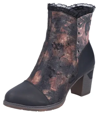 Rieker Stiefelette Trachtenstiefelette, Festtagsstiefelette, Blockabsatz, mit Warmfutter
