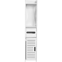 JEOBEST Badkommode Badezimmerschrank mit Toilettenpapierhalter, (1-St, Badregal), Schmal mit Tür, 20x15x80 cm