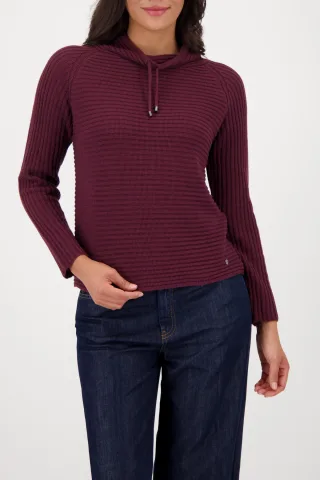 monari - Pullover mit Rippenstruktur bordeaux - Gr. - 38