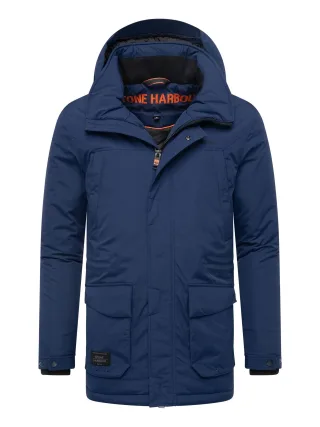 Stone Harbour Herren Parka Wadiim mit Kapuze & Zwei-Wege-Reißverschluss