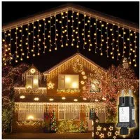 Salcar LED-Lichtervorhang LED Lichterkette Eisregenvorhang Außen, 8 Beleuchtungsmodi, Memory-Funktion, 3m 150 LED Warmeweiß