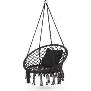 Luverno Hängesessel, Schwarz, Textil, 1-Sitzer, Rund, 80x38x80 cm, Gartenmöbel, Hängesessel