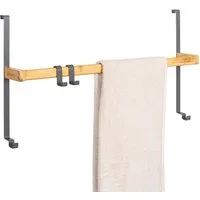 eluno Türregal aus Metall und Bambus, 1 Handtuchstange, 2 Haken
