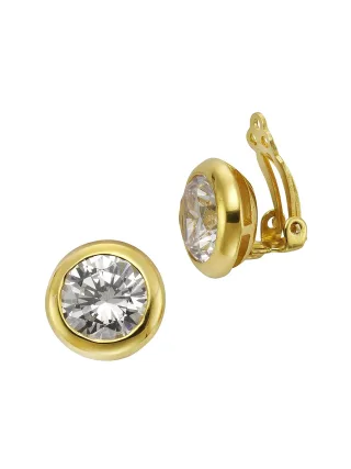 Zeeme Silber Ohrclip Silber 925 vergoldet mit Zirkonia weiß