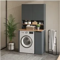 Vicco Waschmaschinenumbauschrank Viktor, Anthrazit/Goldkraft Eiche, 93.6 x 88.2 cm 2 Teile mit Regal (1-St)