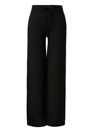 Q/S designed by - Marlenehose mit weitem Bein und hohem Bund schwarz - Gr. - 34