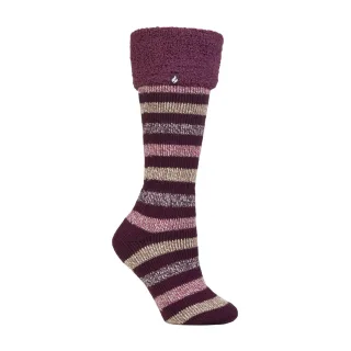 Damen Langschafts-Socken mit Thermofunktion und mehrfarbigem Streifenmuster