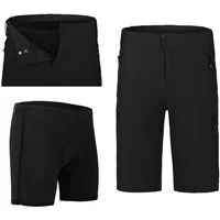 Fahrradhose PORVOO Bermuda (mit gepolsterter Innenhose) Herren Radshorts, robust, elastisch, Normalgrößen, schwarz