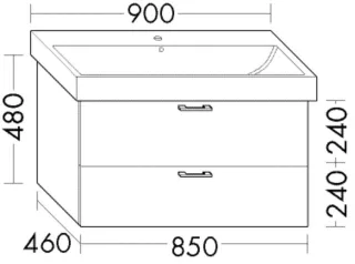 Burgbad Waschtischunterschrank Sys30 PG2 Echo 480x850x460 Weiß Matt, WUHX085464 WUHX085464