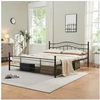 en.casa Metallbett, »Florenz« 160x200cm Schwarz + Lattenrost