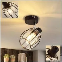 Nettlife Deckenstrahler Kristall Vintage Industrial Deckenspot Schwarz E14 350° schwenkbar, LED wechselbar, Retro Strahler Industrial Flurlampe für Flur Hotel