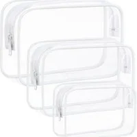 Blusmart Kulturbeutel 3er Set Transparente Make-up-Taschen (PVC Wasserdichte Kosmetiktaschen, 3-tlg., Leicht tragbar), Frauen Kulturbeutel Reise Aufbewahrungstasche Mit Reißverschluss