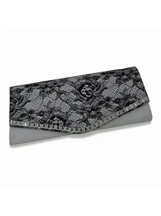 Steuer Modeschmuck Abendtasche Satin-Optik mit feiner Spitze und Strass
