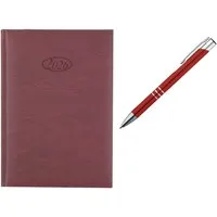 Stylex Schreibwaren Buchkalender Buchkalender 2026 / Chefkalender / Farbe: bordeaux + Metallkugelschrei