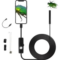 TUWENA Endoskopkamera mit Licht,5.5mm Wasserdichte Endoskop Inspektionskamera Inspektionskamera (5m Starre Schlangenkabel für Smartphone Tablet-Gerät EnDoskopkamera)