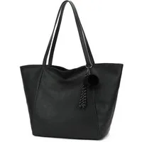 TAN.TOMI Schultertasche Magnetverschluss Umhängetasche Shopper Bag mit Reißverschluss, Mit Innentaschen, dekorative Anhänger für Arbeit Einkauf Reisen