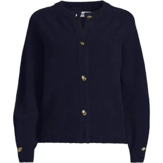 Wool Touch Cardigan mit Rundausschnitt für Damen, Damen, size: regular, Blau, Wolle/Polyester/Nylon, by Lands' End
