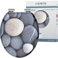Schütte WC-Sitz GREY STONES, mit Absenkautomatik und Holzkern, MDF