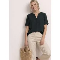 STREET ONE Kurzarmbluse Blusenshirt in Unifarbe mit Split Neck