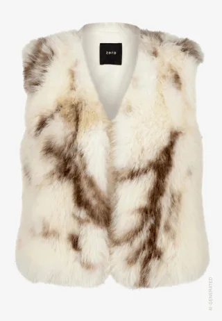 zero - Kunstfell-Weste mit Animalprint Brown - Gr. - M