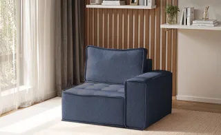 Sessel SANDE 1-Sitzer Modul Stoff Raven Blau Seite Rechts