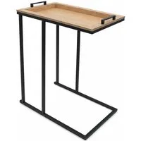 Spetebo Beistelltisch Sofa Beistelltisch in C-Form schwarz mit Tablett Tischplatte (Anzahl, 1-St., Stück), Platzsparend